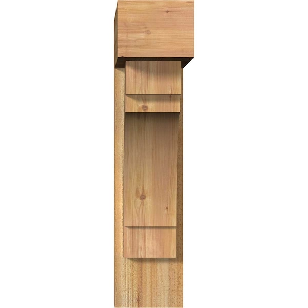 Merced Block Rough Sawn Bracket W/ Offset Brace, Western Red Cedar, 8W X 26D X 34H